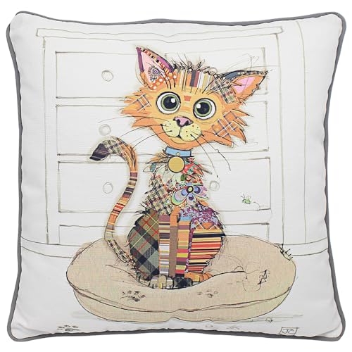 L & P Home & Gifts Lesser & Pavey 45 x 45cm Cushions With Covers - British Designed Cushions Covers With Inserts Included - Kimba Kitten Cushion For Kitchens or Living Spaces - Bug Art