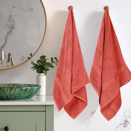 Superior Egyptian Cotton 800 GSM Bath Towel Set, Includes 2 Bath Towels, Luxury Plush Essentials, Absorbent Quick Dry Towels, Guest Bathroom, Apartment, New Home, Shower, Hotel Quality, Coral