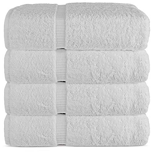"Luxury Hotel & Spa Bath Towel 100% Genuine Turkish Cotton, 27"" x 54"",Set of 4,White"
