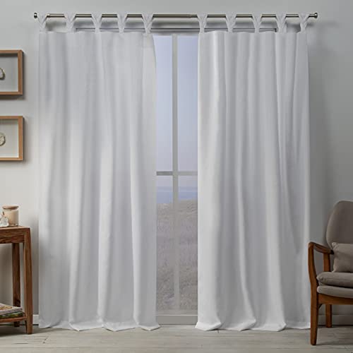 Exclusive Home Curtains Loha Braided Tab Top Panel Pair, Winter White , 54x96, 2 Piece