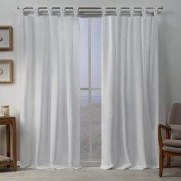 Exclusive Home Curtains Loha Braided Tab Top Panel Pair, Winter White , 54x96, 2 Piece