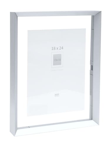 Deknudt Frames - Photo frame - between two glasses - silver rim - aluminium - for size up to 18x24 cm - S028D1 - to stand or hang