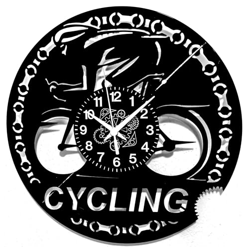Instant Karma Clocks - Cycling Wall Clock – Road Bike Art for Cyclists and Sports Lovers – Silent No-Ticking - Perfect for Bedroom, Office, Studio, Cabin, Living Room – Unique Decoration