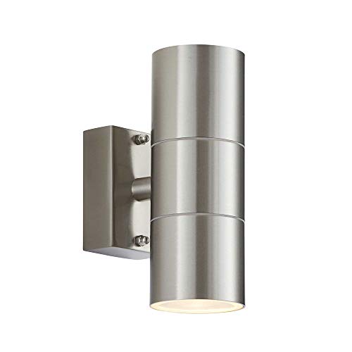 National Lighting Fern Modern Stainless Steel Up/Down Outdoor Garden Security Weatherproof Wall Light IP44 Rated