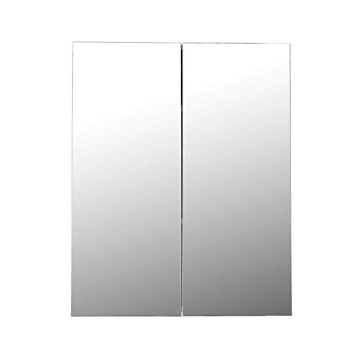 Homcom Wall Mount Mirror Cabinet Wood Bathroom Storage Shelf Double Door Cupboard Adjustable (60Wx15Dx75H (cm))