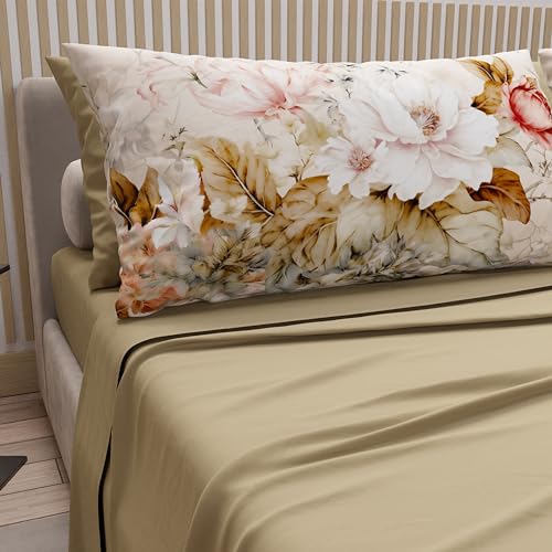 PETTI Artigiani Italiani - Cotton Sheets with Pillowcases in Digital Print, Double Bed Sheet, Vintage Flower, 100% Made in Italy