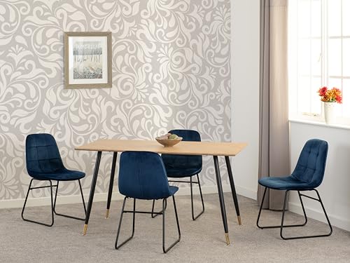 Seconique Hamilton Medium Dining Set with Lukas Chairs in Medium Oak/Blue