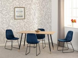 Seconique Hamilton Medium Dining Set with Lukas Chairs in Medium Oak/Blue