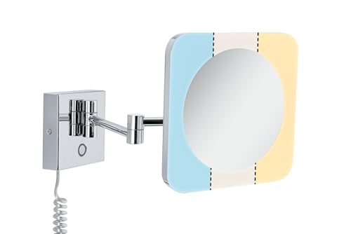 Paulmann 78933 LED Ceiling luminaire Cosmetic Mirror Jora IP44 White Switch 270lm 230V 3.3W Chrome, White, Square Mirror Metal, Acrylic 2700 K