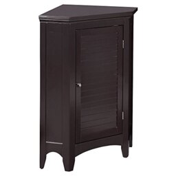 Teamson Home Versanora Free Standing Wooden Corner Cupboard Bathroom Storage Cabinet Unit, MDF, Brown, 62.87 x 43.18 x 81.28 cm, AELG-596