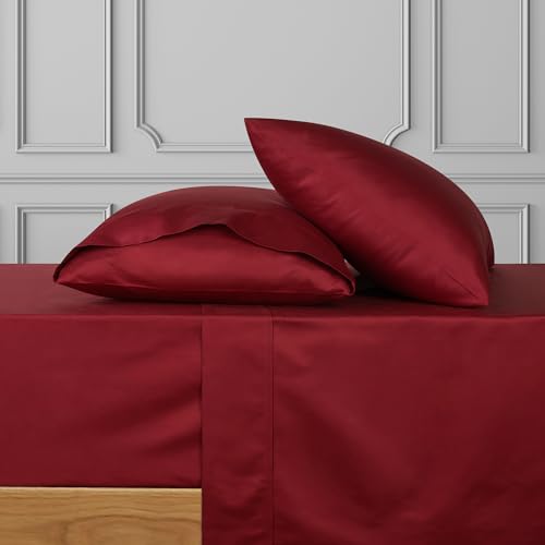 100% Cotton Sheets California King Size, For Everyday Use - Burgundy - 4 Piece Sateen Weave Sheets, California King Size 16'' Elasticized Deep Pocket Bedsheets, Breathable and Durable