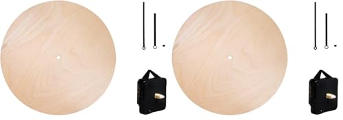 Rayher DIY Wooden Clock Kit with Clock Movement, Round Wall Clock Building Kit, natural wood, diameter 25cm, 69250000 (Pack of 2)