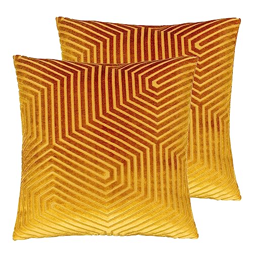 Paoletti Evoke Cut Velvet Polyester Filled Cushion - Twin Pack