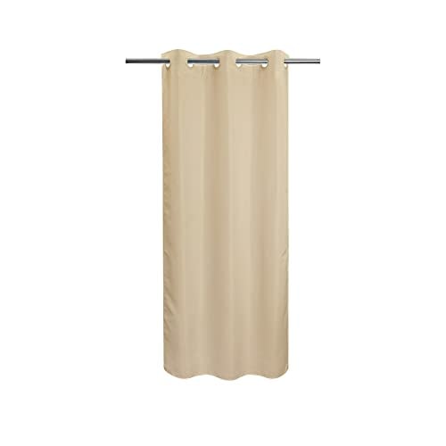 "River Dream Stall Size No Hook Beige Shower Curtain Soft Microfiber - 36"" Wide Small Fabric Shower Curtain Set for Narrow Stall, Waterproof & Washable, Bottom Magnets, Beige, 36x74"