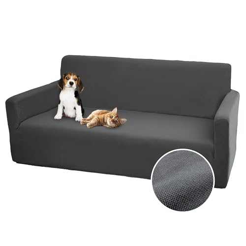 Comart - Bright Sofa Cover - 2 Seater - Stretch - Washable - Grey - Elastic polyester fabric, machine washable, non-slip cover, anti-stain and scratch-resistant, breathable
