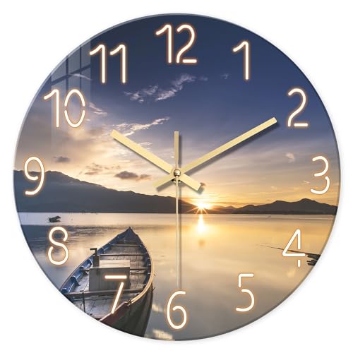 Kitchen Wall Clocks Battery Operated 12 Inch Sunset Decorative Small Wall Clock Silent Analog Clock for Wall