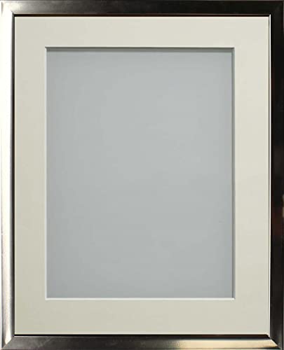 Frame Company Drayton Range Chrome Effect Photo Frame with Ivory Mount, 8x6 for image size 6x4 inch