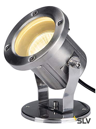 SLV Surface-Mounted Wall and Ceiling Light Nautilus/Illumination for Walls, Paths, entrances, LED Outdoor spot, Garden lamp, Ceiling spot / GU10 IP55 25W Stainless Steel
