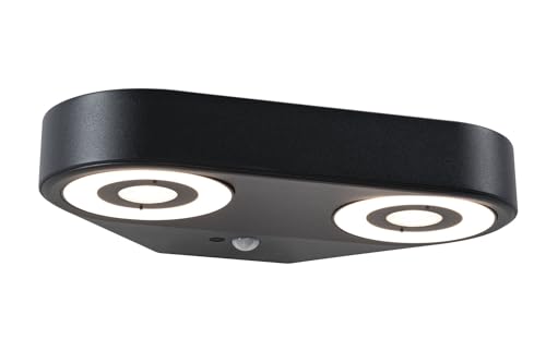 Paulmann 94866 LED Outdoor Wall luminaire Silma Motion Sensor Dual Light Emission IP44 280x176mm 3000K 2x5.5W / 2x0.7W 2x600lm 230V Anthracite