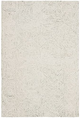 SAFAVIEH Contemporary Rug for Living Room, Dining Room, Bedroom - Abstract Collection, Short Pile, in Ivory and Light Blue, 61 X 91 cm