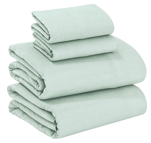 Ruvanti Flannel Sheets Queen Size - Velvety Soft & Comfortable - 100% Cotton Brushed Bed Sheet Set - Deep Pockets 16 Inches - Breathable, Warm & Cozy -4 Pcs- Mint