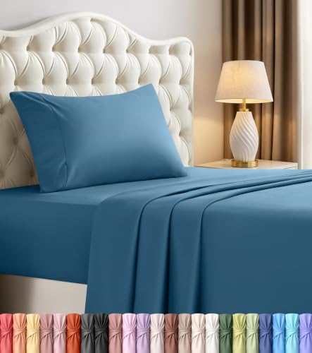 Utopia Bedding Twin Bed Sheets Set - 3 Piece Bedding - Brushed Microfiber - Shrinkage and Fade Resistant - Easy Care (Twin, Dusk Blue)