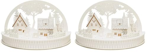 Konstsmide Christmas Lights Silhouette Motif Arch Village with Reindeers - Battery Operated: 2xAA (Excl.) - Christmas Scene Warm White Diodes (Pack of 2)