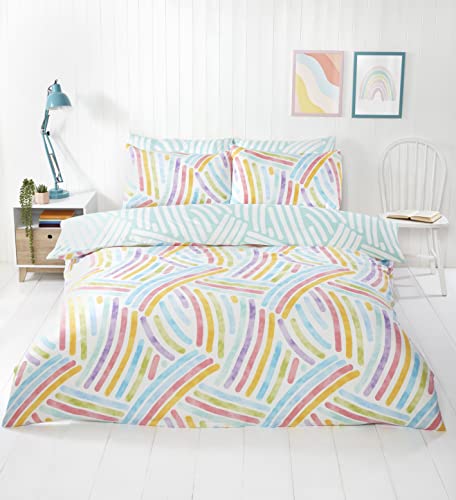Rapport Home Microfibre Multicoloured Art Duvet Cover Set Double Bedding