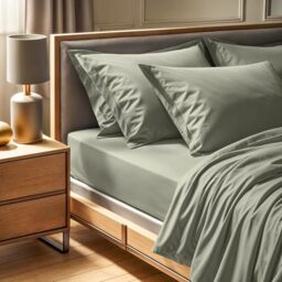 Premium Ranforce Double Fitted Sheet (140 x 190 + 30 cm), 100% Cotton, 155 Thread Count, Green, Machine Washable at 30°C, Soft & Durable for Comfort