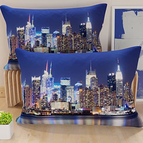 PETTI Artigiani Italiani - Pair of Pillow Cases 40 x 70 cm in Microfibre, Pillows for Bedroom Furniture, Sofa, Living Room, Set of 2 Cushion Covers, New York Pillowcase, 100% Made in Italy