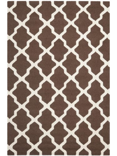 Safavieh Trellis Indoor Hand Tufted Rectangle Area Rug, Cambridge Collection, CAM121, in Dark Brown / Ivory, 91 X 152 cm for Living Room, Bedroom or Any Indoor Space