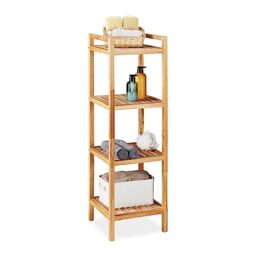 Relaxdays Storage Unit, 4 Shelves, Bathroom, Kitchen, Bedroom, Free-standing, HxWxD: 110x35x35cm, Towel, Wooden, Natural, Wood, 110 x 35 x 35 cm