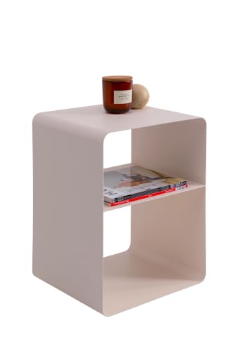 KARE Design side table Lounge S, cream, 38x33x53 cm, minimalist design, bedside table, steel, industrial, modern, living room
