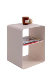 KARE Design side table Lounge S, cream, 38x33x53 cm, minimalist design, bedside table, steel, industrial, modern, living room