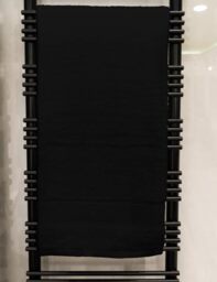Jenny Sesal Bath Towel Large Plain Bath Towel 90 x 140 cm 100% Cotton with Sponge from Portugal (Black)