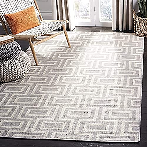 Safavieh Contemporary Indoor Flatweave Square Area Rug, Dhurrie Collection, DHU562, in Grey / Ivory, 183 X 183 cm for Living Room, Bedroom or Any Indoor Space