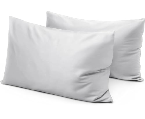 Travel Pillow Case 14x20 Egyptian Cotton Set of 2 Zipper Travel Pillowcase 600 Thread Count 100% Soft Egyptian Cotton 2 Pack, Toddler Pillowcase Silver Grey Solid - Zipper Closer