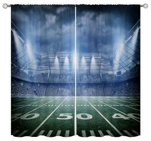 Wusihorld Football Blackout Curtains for Home Decor,American Football satdium Rod Pocket Thermal Insulated Drapes Darkening Window Curtain for Bedroom Living Room 42 x 63 Inch