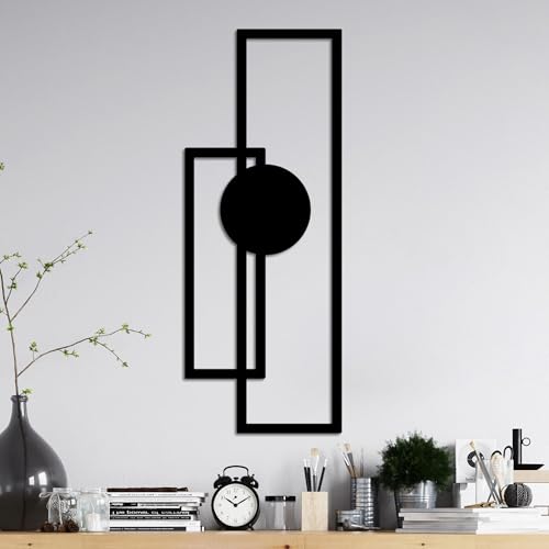 Hanah Home Stylish Black Decorative Metal Wall Accessory, 32 x 85 cm, 100% Metal, 1.5 mm Thick, Easy Wall Mounting, Perfect for Modern Decor