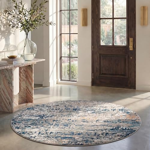 SAFAVIEH Contemporary Rug for Living Room, Dining Room, Bedroom - Madison Collection, Short Pile, in Grey and Blue, 200 x 200 cm