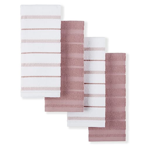 "KitchenAid Albany Kitchen Towel 4-Pack Set, Dried Rose/White, 16""x26"""