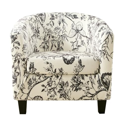 CRFATOP Velvet Club Chair Slipcover with Cushion Cover Printed 2 Piece Tub Chair Covers Armchair Covers Soft Washable Round Barrel Chair Covers Couch Covers for Bar Counter Living Room,B32