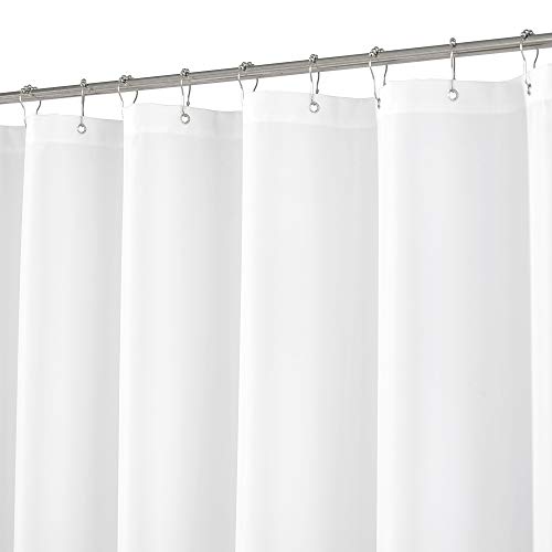 "N&Y HOME Extra Long Shower Curtain or Liner 72"" W x 108"" H - Hotel Quality, Washable Fabric, White Bathroom Curtains with Grommets, 72x108"