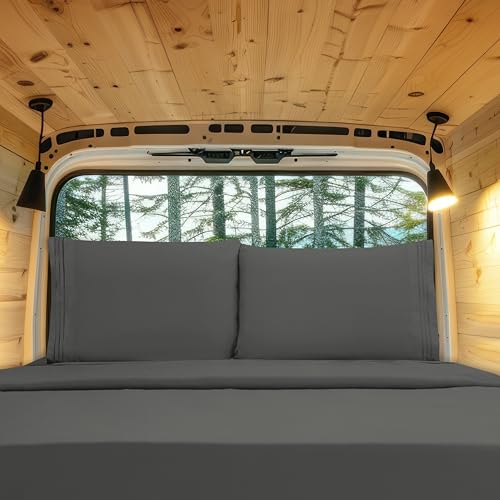Elegant Comfort Luxury Microfiber Bedding Set, 1500 Threads, 4 Pieces Hotel Quality, Wrinkle Resistant, Fitted Sheet with Elastic Strap, Deep Pockets up to 41cm, RV Short Queen, Grey