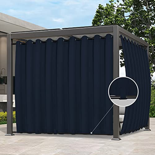 Easy-Going Outdoor Curtains Waterproof Windproof Weatherproof Curtain for Patio, Cabana, Porch, Pergola and Gazebo, Grommet Top and Tab Bottom Drape, 1 Panel, 54x96 inch, Navy