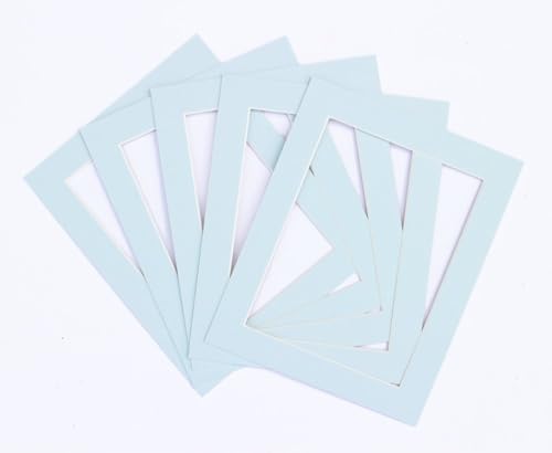 Frame Company Pack of 10 Light Blue Mounts, 8x6 for 6x4 - Fits a 6x4 photo, External Mount Size 8x6, Pack of 10, Acid-Free