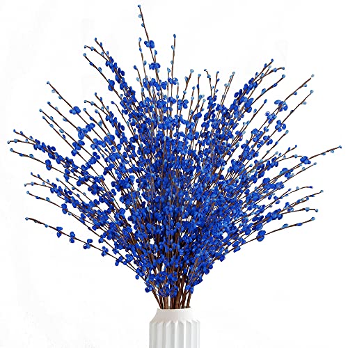 Sggvecsy 10 Pcs 29.5’’ Long Artificial Jasmine Flowers Tall Fake Flower Bouquet Faux Jasmine Plants Dry Branches for Wedding Home Party Office Hotel Restaurant Kitchen Decoration(Blue)