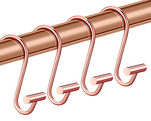 CHICTIE Rose Gold Shower Curtain Hooks, Set of 12 Premium Rust-Resistant Metal Shower Hooks Hangers T Shaped Design