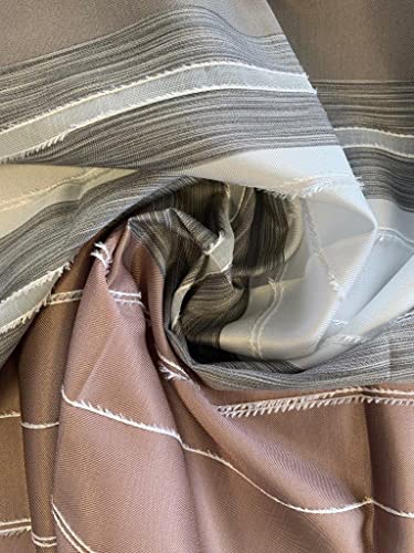 Home Fashion Anouk 85145 Curtain Decorative Fabric Horizontal Stripes with Effect Fringe Rose 225 x 140 cm