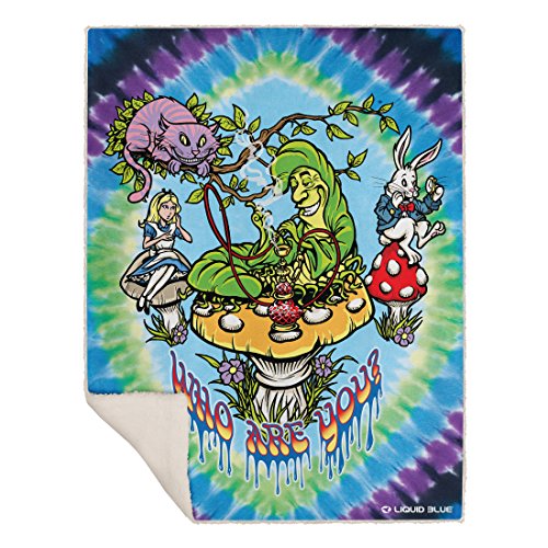 "Liquid Blue Men's Wonderland All Mad Here Tie Dye Warm Fleece Throw Blanket, Multi, 50"" X 60"", Multicolor, 50"" x 60"""